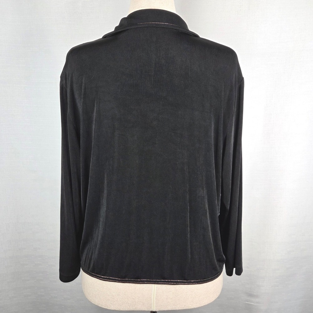 Chico's Travelers Black Tie Front Long Sleeve Topper Women's Size 3 (XL) Layer - Picture 3 of 7